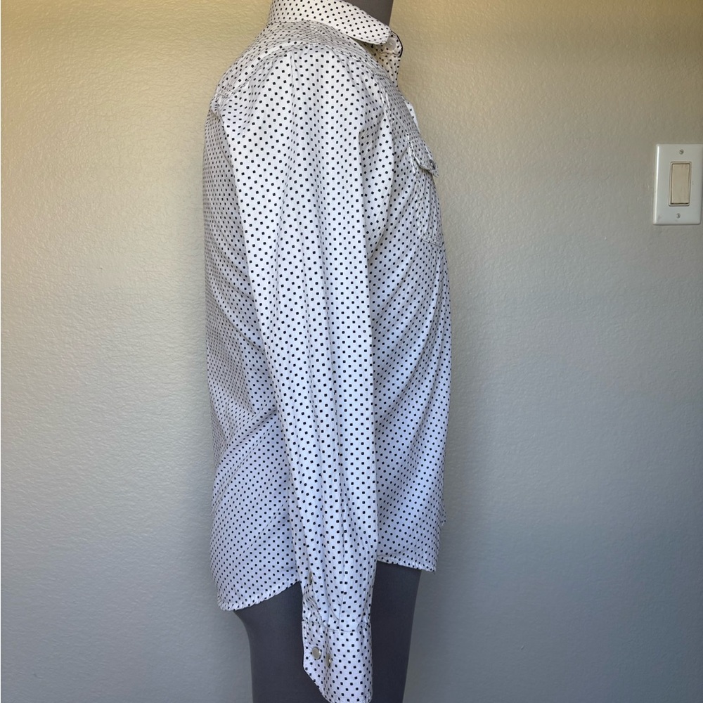 Platini Men's White Long-Sleeve Button-Down Shirt with Black Dot Print - Picture 4 of 10